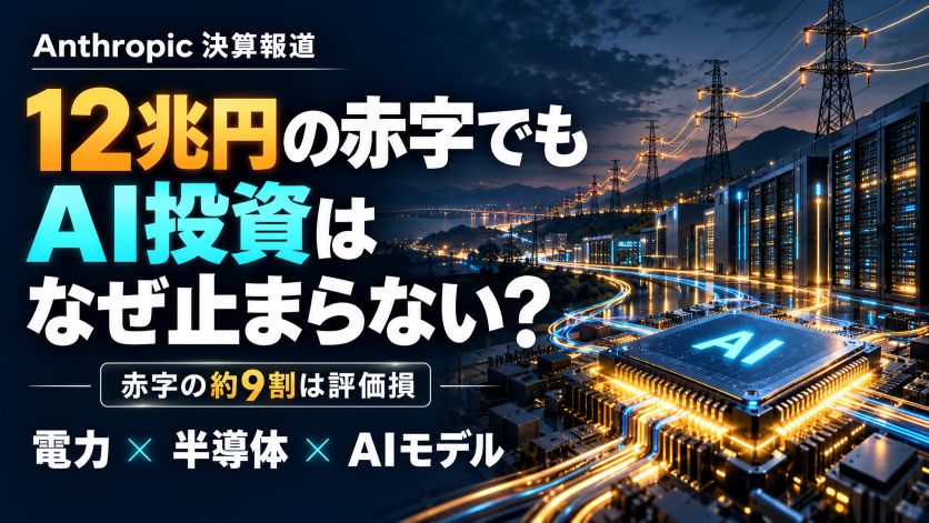 12兆円の赤字でもAI投資が止まらない理由｜Anthropic決算報道で考える電力・半導体・モデルの生き残り