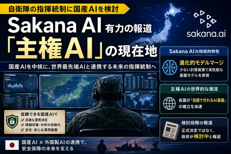 自衛隊の指揮統制に国産AIを検討｜Sakana AI有力の報道、「主権AI」の現在地