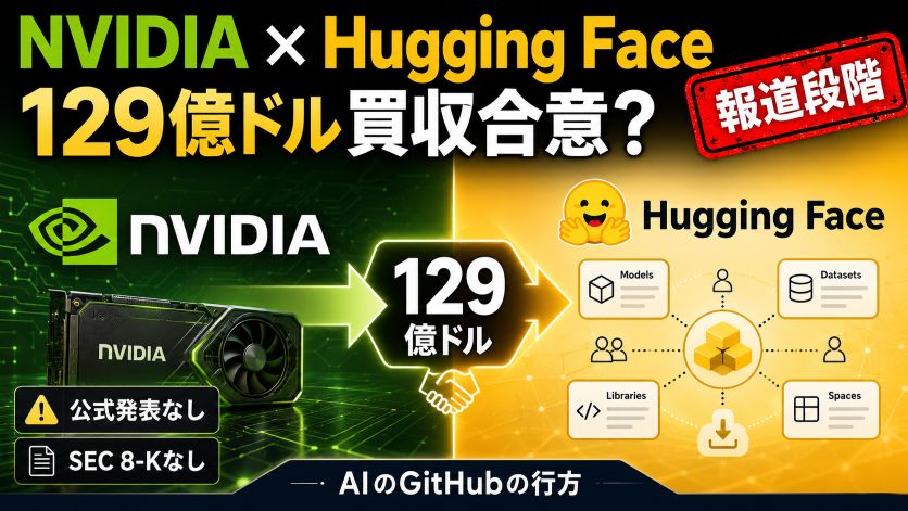 NVIDIAがHugging Faceを129億ドルで買収合意と報道｜AIのGitHubの行方
