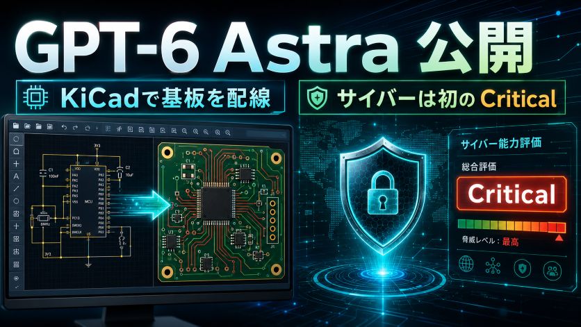 GPT-6 Astra 公開｜KiCadで基板を配線、サイバーは初の Critical