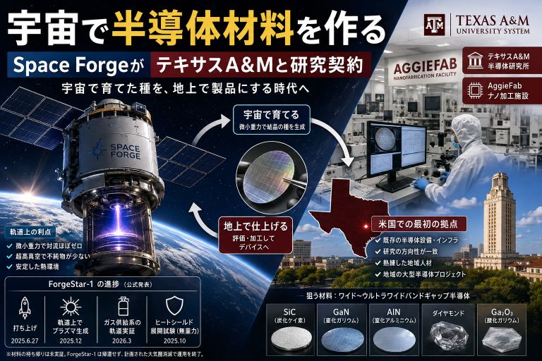 宇宙で半導体材料を作る｜Space ForgeがテキサスA&Mと研究契約