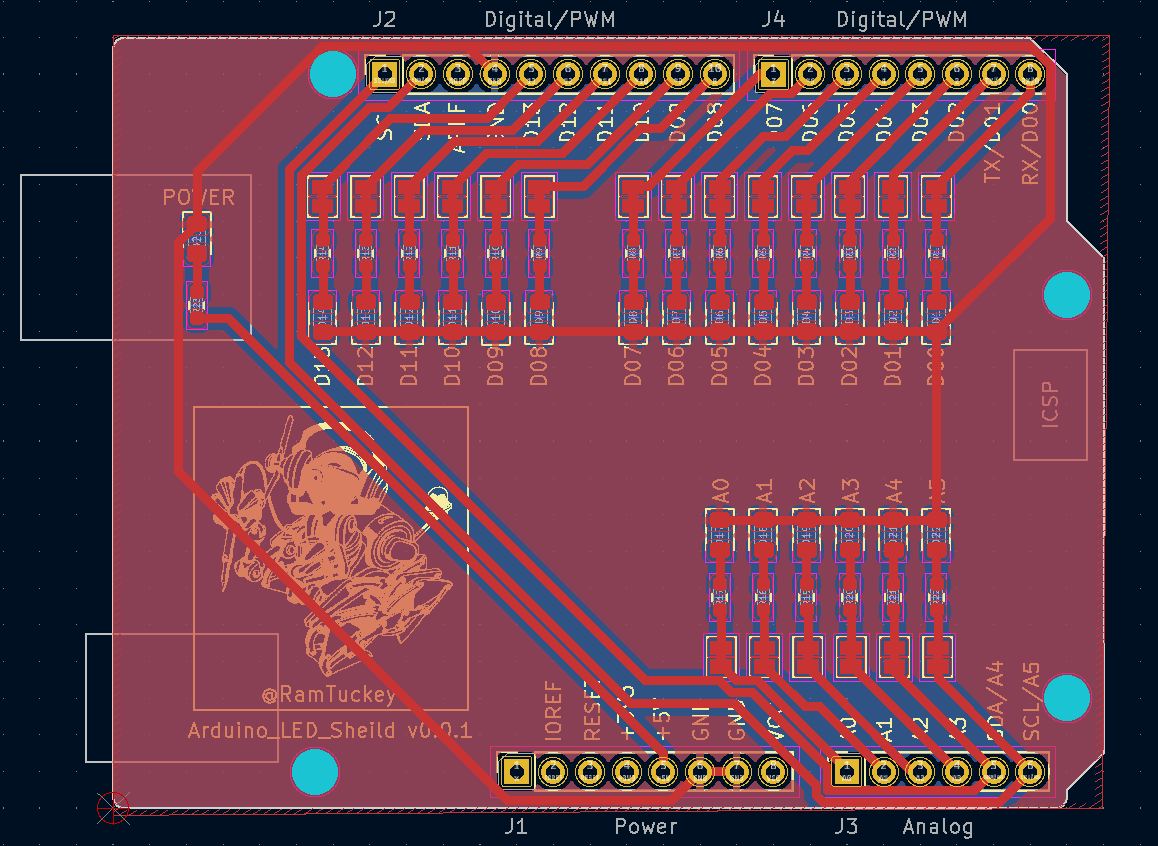Arduino LEDシールド配線図