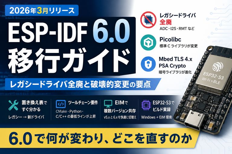 ESP-IDF 6.0 移行ガイド｜レガシードライバ全廃と破壊的変更の要点