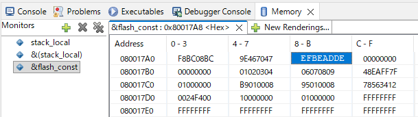 Memoryビューによる物理メモリの参照