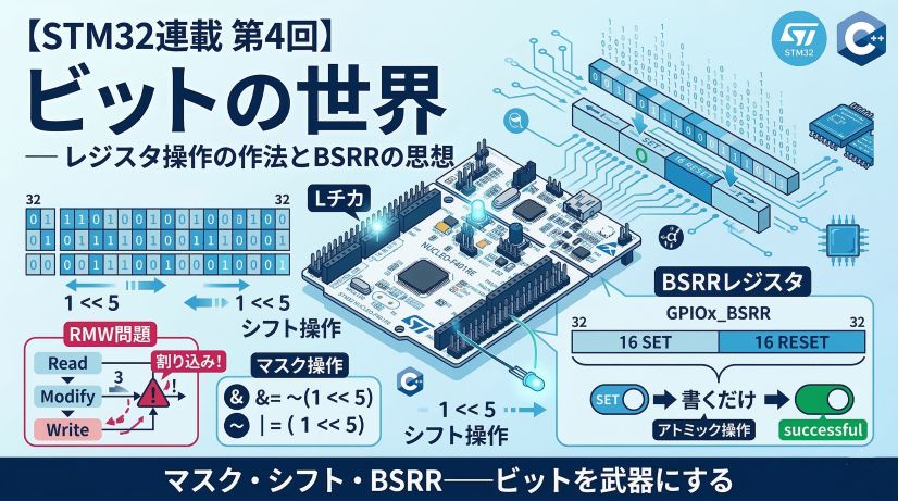【STM32連載 第4回】ビットの世界 ― レジスタ操作の作法とBSRRの思想 ―