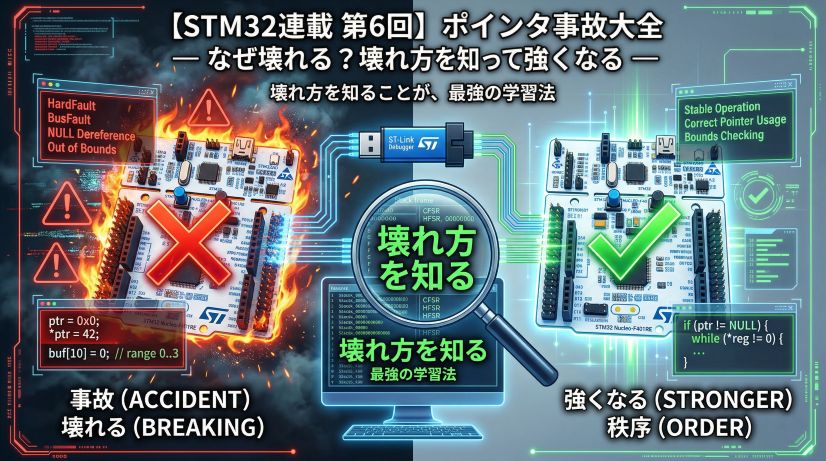 【STM32連載 第6回】ポインタ事故大全 ― なぜ壊れる？壊れ方を知って強くなる ―