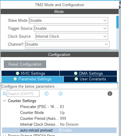 CubeMX の Clock Configuration タブ。APB1 Timer clocks が 84MHz になっていることを確認する