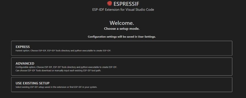 ESP-IDF Setup - EXPRESS選択画面